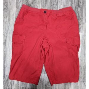 (3/$35) Chicos Womens Size 1‎ Pockets Stretch Waist Red Capri Pants